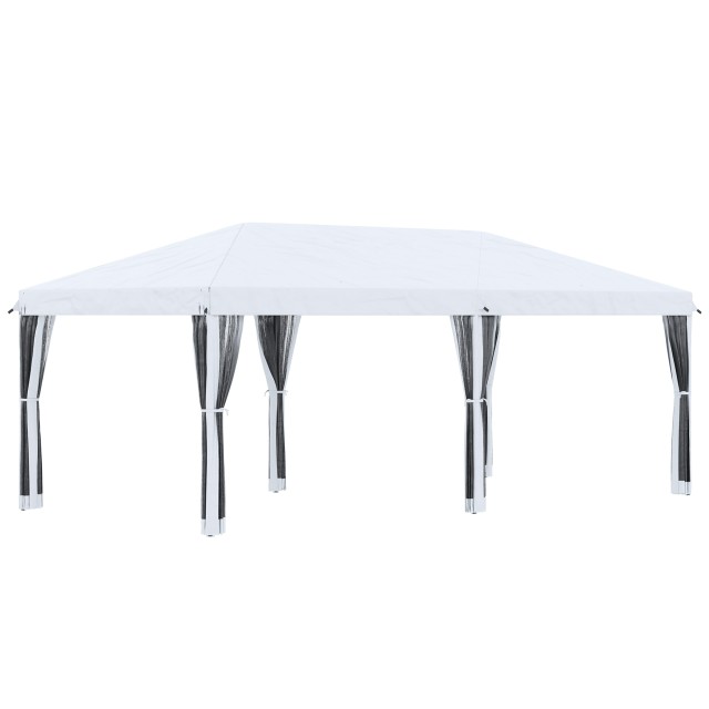 Outsunny Πτυσσόμενο Κιόσκι Κήπου 6x3 μ με Κουνουπιέρα και Τσάντα Μεταφοράς, Κρέμα 840-012V02CW