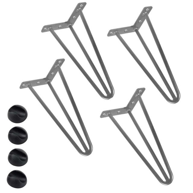 BAKAJI 4x Πόδια Τραπεζιού Έπιπλα Καθιστικού Σκαμπό 36cm Μεταλλικός Σύγχρονος Σχεδιασμός Γκρι 02012176