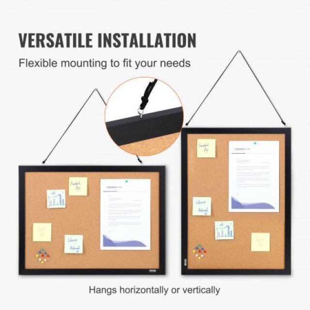 Πίνακας Ανακοινώσεων VEVOR, 24 x 18 ιντσών, Διπλής Όψης με Πλαίσιο MDF, Περιλαμβάνει 10 Καρφίτσες, για Γραφείο, Σπίτι και Σχολείο  GSBYCXGFR2418A30IV0