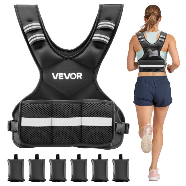 VEVOR Ρυθμιζόμενο Γιλέκο Βαρών 4,7 kg με 6 Βάρη και Ανακλαστική Ταινία KDJZLKBXFMD1CFAPS001V0