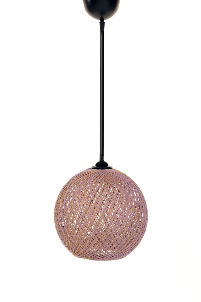 Κρεμαστό Φωτιστικό Οροφής Handmade Jute Λιλά-Καφέ 22x24x55 cm, ντουί E27, Μέγιστη Ισχύς 40W 390FLH1569