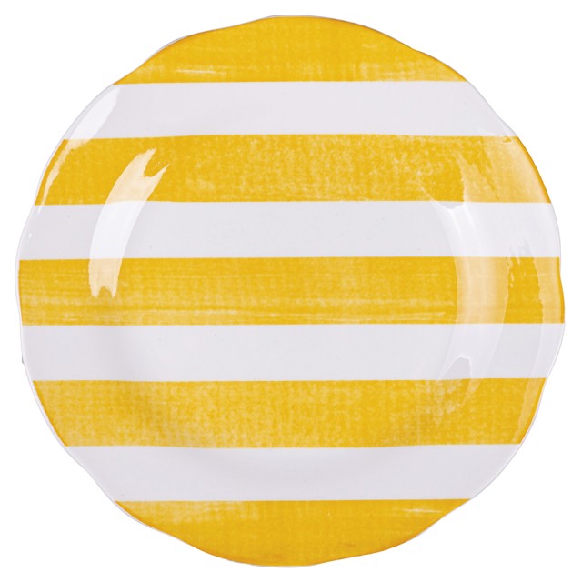 Villa DEste  Σετ 6 τμχ  Πιατέλα φρούτων από πορσελάνη με κυματοειδές περίγραμμα και κίτρινο ρίγες σχέδιο Versilia 5922185