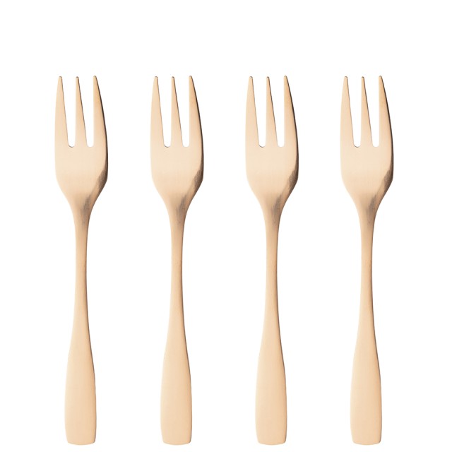 Galileo Σετ 4 Χρυσά Σατινέ Επιδορπιακά Πιρουνάκια από Ανοξείδωτο Ατσάλι 180 Manhattan Sibilla 5917061