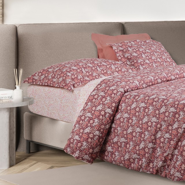 DAS HOME Σετ Μονά Σεντόνια με Λάστιχο Casual σε Μπορντό & Nude Απόχρωση  502106105433