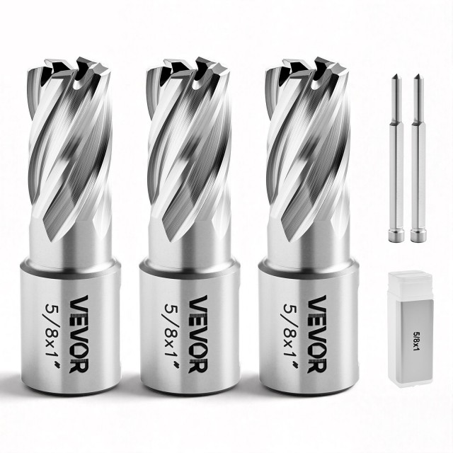 VEVOR Σετ Τρυπανιών Annular 5 τεμ., HSS, 15.87 mm x 25.4 mm, με Weldon Shank και 2 Οδηγούς, για Μαγνητικά Δράπανα GSGTZYC5JPJ1VHOGN001V0