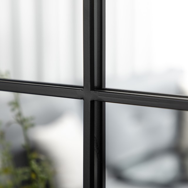 HOMCOM Μοντέρνος Επιτοίχιος και Τοξοειδής Καθρέφτης 70x50 cm για Υπνοδωμάτιο και Σαλόνι, Μαύρο Μεταλλικό και Γυαλί 830-631V00BK