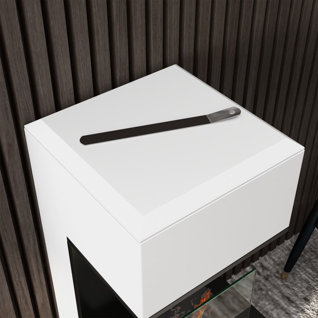 Επιδαπέδιο τζάκι βιοαιθανόλης HOMCOM με καυστήρα 1,2L και γυάλινο πάνελ, 38x38x100cm, Λευκό 820-370V00WT