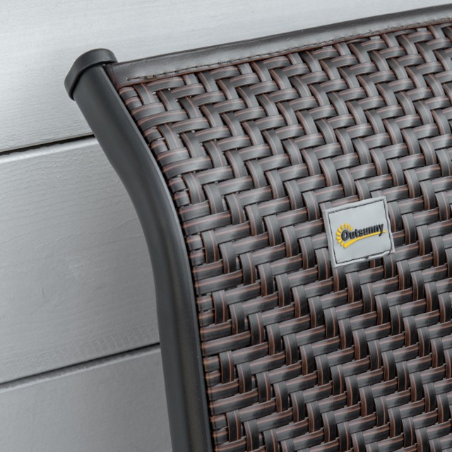 Σετ καρέκλα κήπου Outsunny 2 τεμαχίων σε Rattan PE και ατσάλι, Πτυσσόμενες καρέκλες εξωτερικού χώρου με ρυθμιζόμενη πλάτη σε 7 θέσεις, κόκκινο και μαύρο 861-056