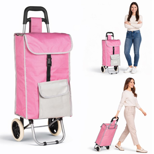 BAKAJI Καρότσι Τρόλεϊ Ψυγείο Zeus Ροζ με Ρόδες και Εργονομική Λαβή 35x30x90εκ 02001969