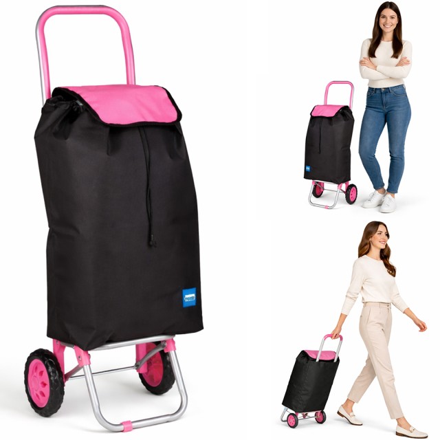 BAKAJI Καρότσι Poseidon Ροζ με Θερμική Επένδυση Τρόλεϊ Ψυγείο 35L με Ρόδες 36x30x90cm 02001973