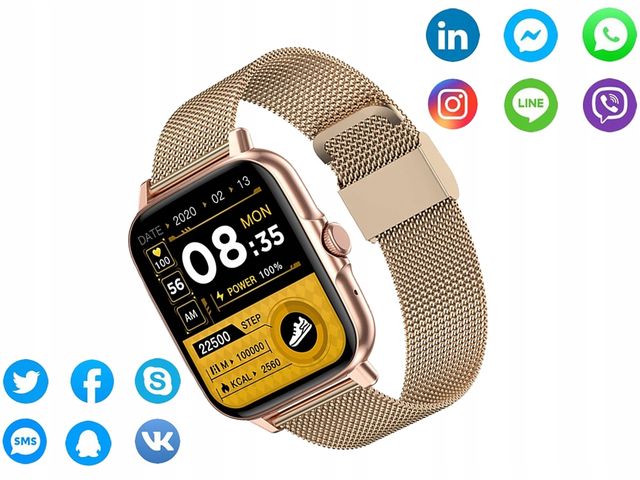 Verk Group Smartwatch με Λουράκι Σιλικόνης, Bluetooth Κλήσεις, Αθλητικό, Χρυσό 5907451378137