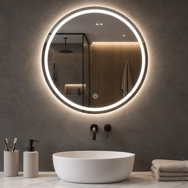 Shally Dogan Στρογγυλός Καθρέφτης 60 cm με LED 3 Χρωμάτων, Dimmer και Αφή 02002369