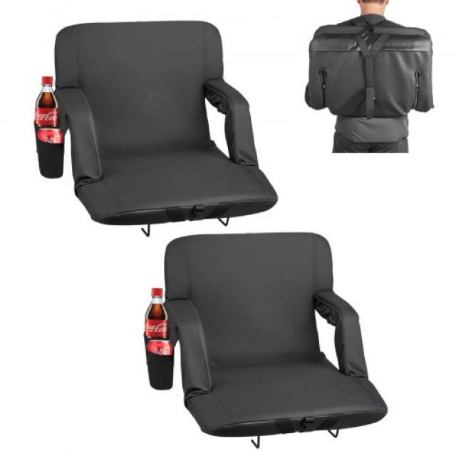 VEVOR Πτυσσόμενο Κάθισμα Σταδίου με Ρυθμιζόμενη Γωνία, Μαξιλάρι 69.85mm με Πλάτη και Υποβραχιόνιο, Ευρύ Κάθισμα με Θύρα Ποτηριού για Πικνίκ, Παραλία, Σπορ και Gaming XYTYGZYHS2PCF19S1001V0