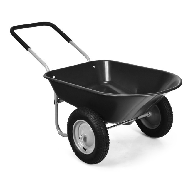 Costway Καρότσι κήπου 2 τροχών με πνευματικά λάστιχα 14 ιντσών, Μαύρο 65 x 65 x 145 cm GT4665BK