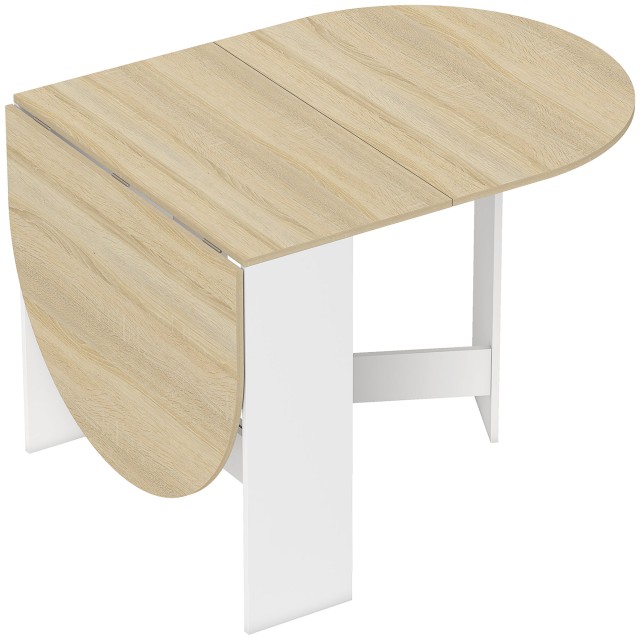 HOMCOM Σπαστό Ξύλινο Οβάλ Τραπέζι 163x80x75 εκ. για 6 Άτομα με 2 Αναδιπλούμενα Φύλλα 83A-116V80ND