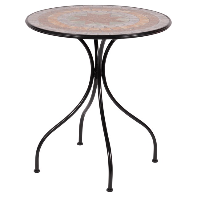 Galileo Στρογγυλό εξωτερικό τραπέζι 70x75 cm από σίδερο με κεραμικό μωσαϊκό διακόσμηση Cyprus Est 2192580