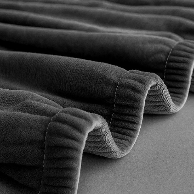 Ruhhy Ελαστικό Βελούδινο Κάλυμμα Γωνιακού Καναπέ - Σκούρο Γκρι, 145 - 185 εκ.  26037