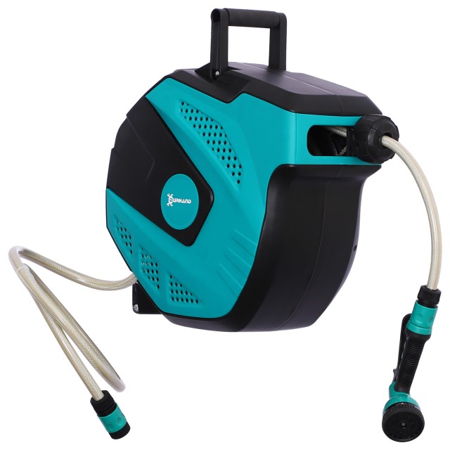 Durhand Αυτόματος Επιτοίχιος Τυλιχτής Σωλήνων με 7 Λειτουργίες Ποτίσματος, από Πλαστικό, 44x22.5x41 εκ., Μαύρο και Πράσινο 845-261