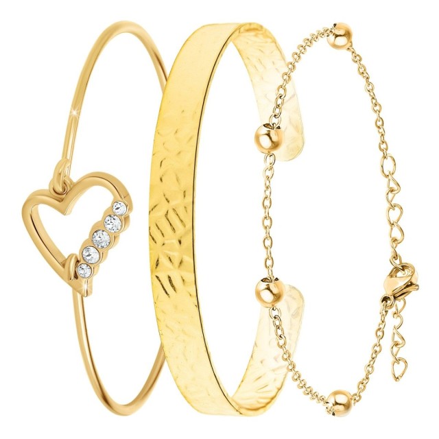 So Charm Σετ 3 Βραχιόλια διακοσμημένα με Κρύσταλλα Swarovski, Χρυσό BS040D+B2500D+B2371D