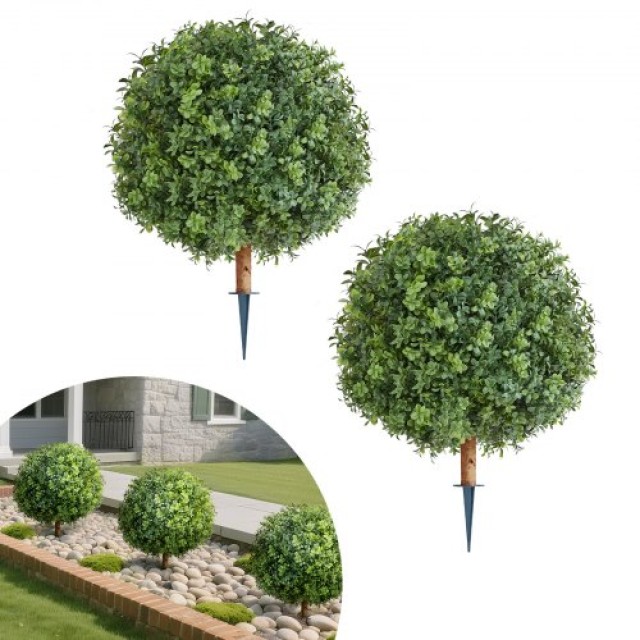 VEVOR Τεχνητά Τοπιάρια Δέντρα Boxwood με Σίδερο, 2 Τεμάχια - Ψεύτικοι Θάμνοι για Διακόσμηση Εσωτερικού και Εξωτερικού Χώρου DDMJCRGXJHYMH3FA0001V0