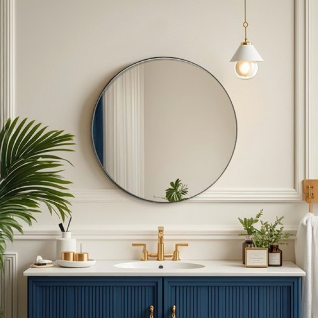 VEVOR Στρογγυλός Καθρέφτης Τοίχου 30 με Πλαίσιο Αλουμινίου YXJ30INCHBLL1H6B6V0