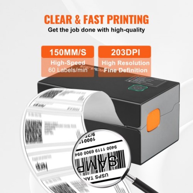 Εκτυπωτής Θερμικών Ετικετών VEVOR 300DPI, Bluetooth, Συμβατός με Amazon/eBay/Etsy, Μαύρο YSBQDYJFTSYCLCFN0V2