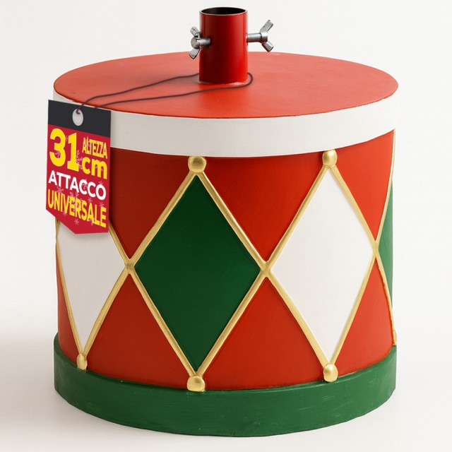 BAKAJI Βάση Χριστουγεννιάτικου Δέντρου Τύμπανο 32x31cm Διακόσμηση Καθολική Τοποθέτηση Κόκκινο και Πράσινο 02842913