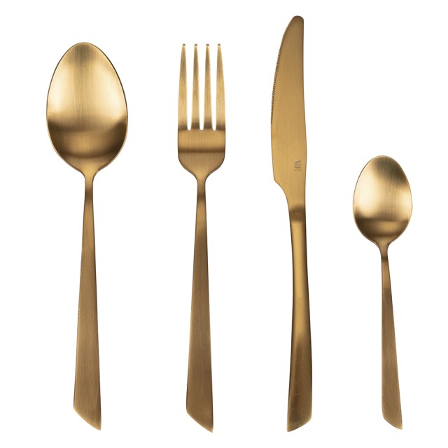 Villa dEste Home Σετ 24 Μαχαιροπίρουνα Ανοξείδωτο Ατσάλι με Σατινέ Χρυσό Φινίρισμα Cut 5911921