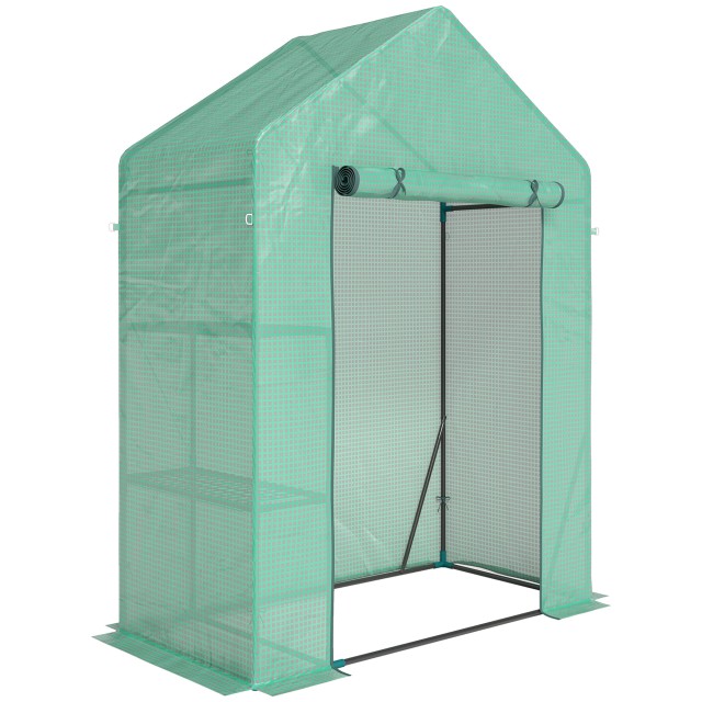 Outsunny Θερμοκήπιο Κήπου 143 x 73 x 195 εκ. με Ράφι 2 Επιπέδων, Πράσινο 845-621V00GN