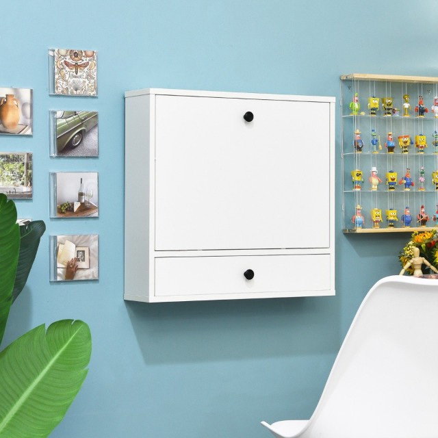 Costway  Πτυσσόμενο Επιτοίχιο Γραφείο Laptop με Αποθηκευτικούς Χώρους και Συρτάρι CB10463WH