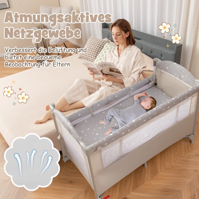 Costway Πολυλειτουργικό Κρεβατάκι Μωρού 5-σε-1 με Αλλαξιέρα, Πάρκο και Κέντρο Δραστηριοτήτων BE10041BE