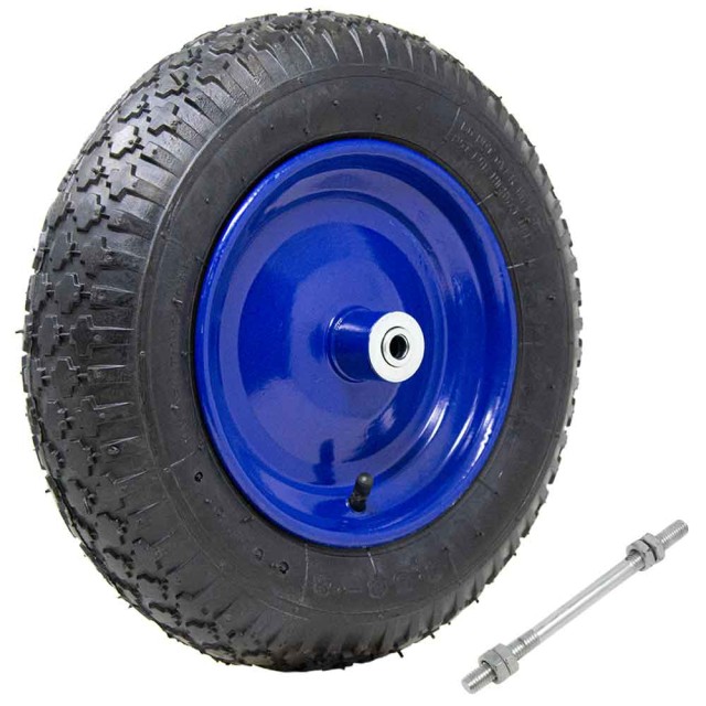 BAKAJI Ρόδα Ελαστική για Καροτσάκι 35 cm Λάστιχο 3.50-8 + Κοντός Άξονας 170mm Περιλαμβάνεται 02839111