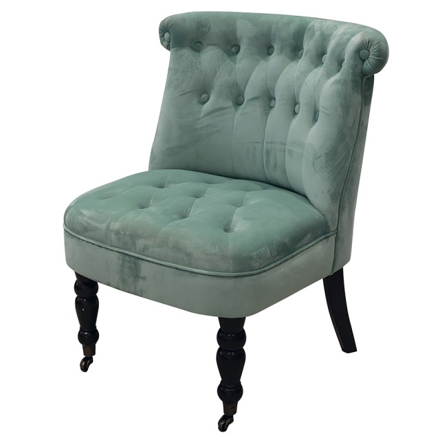 Galileo  Σετ 2 τμχ  Πολυθρόνα σαλονιού σε πράσινο σαλβία με ύφασμα βελούδινης υφής, ξύλινα πόδια και δύο ροδάκια vintage σχέδιο Sibilla 2191340