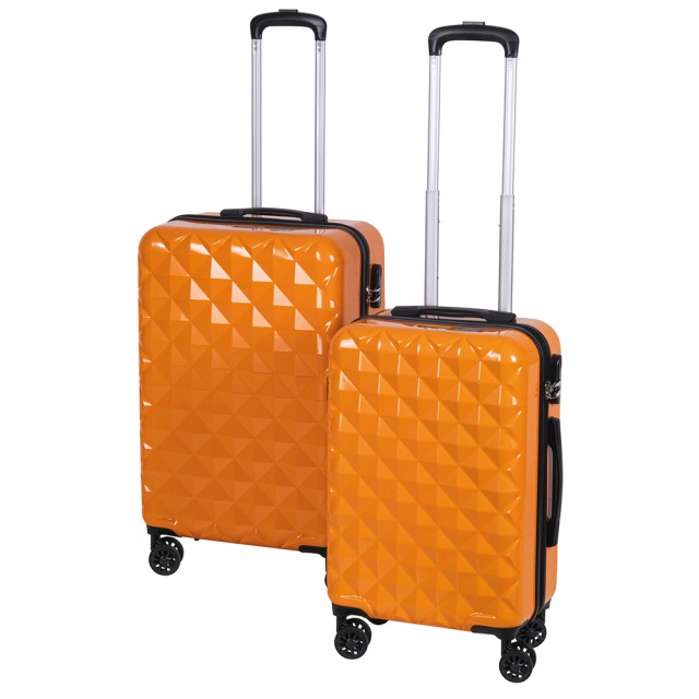 Galileo Σετ 2 πορτοκαλιών βαλιτσών με 4 περιστρεφόμενες ρόδες 360 και κλείδωμα με συνδυασμό, διπλό εξωτερικό φερμουάρ Diamond 5914927