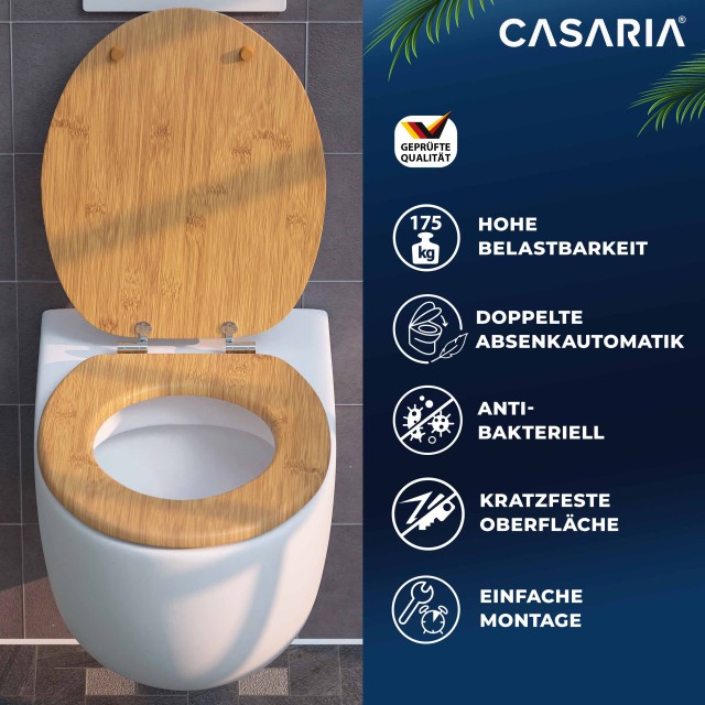 Casaria Καπάκι Τουαλέτας Μπαμπού με Απαλό Κλείσιμο MDF 108586