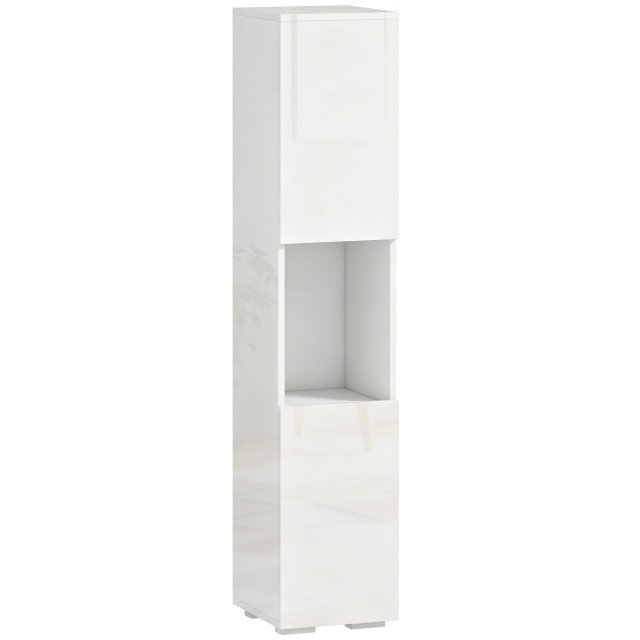 HOMCOM Slim Πολυμεσική Στήλη 5 Ραφιών με Ρυθμιζόμενα Ράφια, Λευκό 838-606V00WT