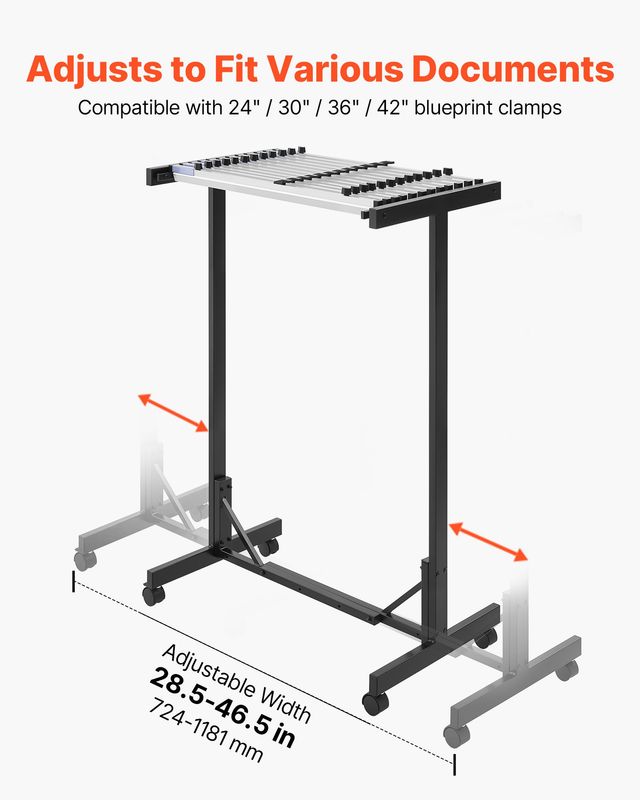 VEVOR Μεταλλική Κινητή Βάση Αποθήκευσης Σχεδίων με 12 Αλουμινένιους Σφιγκτήρες 762 mm YDKDJZSJYDKDYKK6C001V0