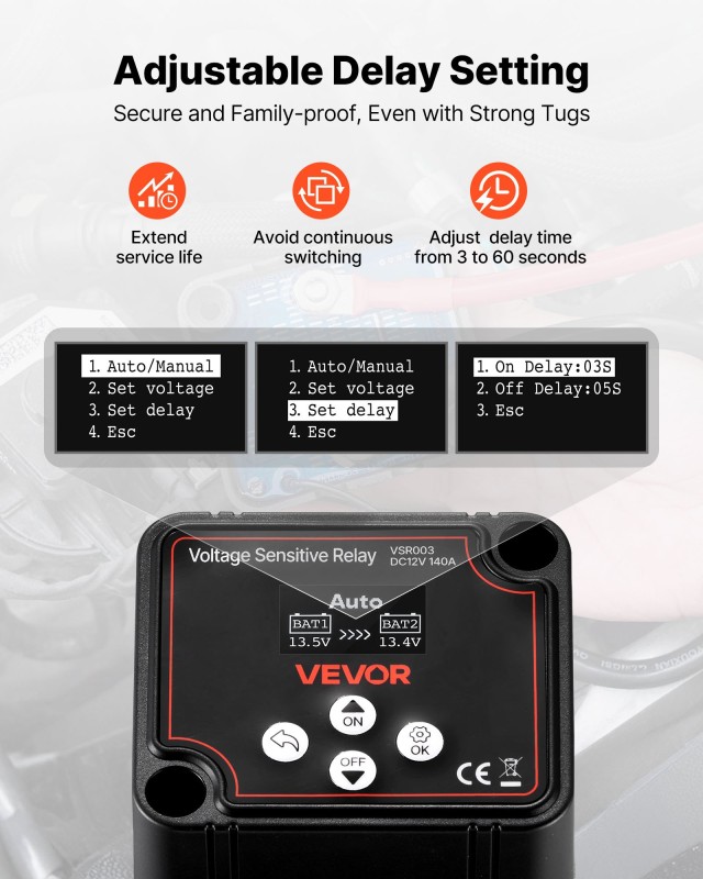 VEVOR Αυτόματος Διακόπτης Μπαταρίας 12V 140A με Οθόνη LCD για Αυτοκίνητα & Σκάφη SDCGLJDQDJQSIRD88001V9