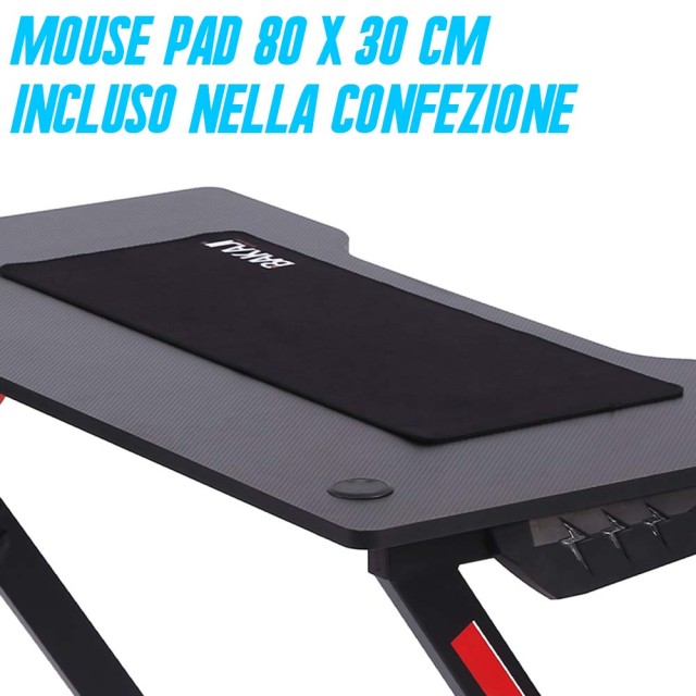 Γραφείο Gaming για Υπολογιστή με Φώτα LED RGB και Mouse Pad 120 x 60 x 73 cm Μαύρο 02012070 BAKAJI