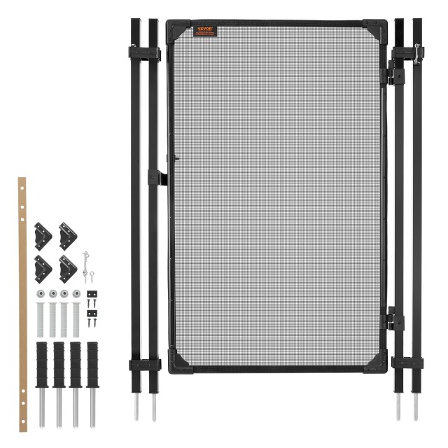 VEVOR Πόρτα Περίφραξης Πισίνας 1,2 x 0,75 m με Μεταλλικό Μάνταλο και Στοπ, Πλέγμα Teslin PVC 352 gsm, Μαύρη YCWLDM425FTHH1NWF001V0