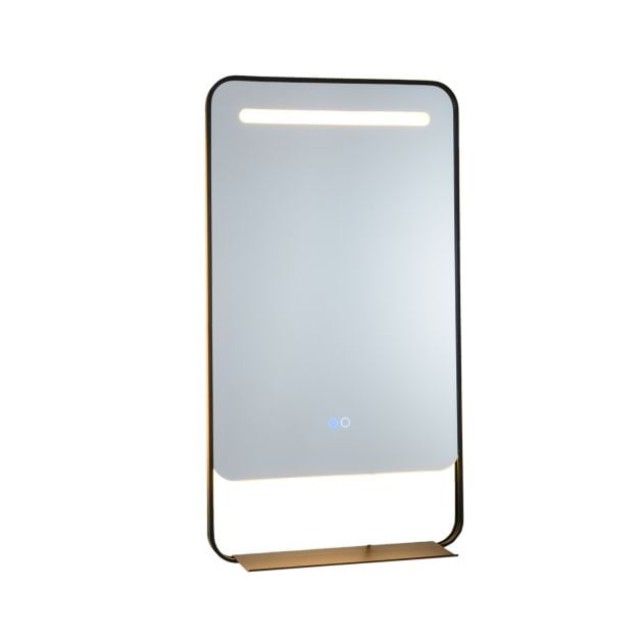 Costway Καθρέφτης Μπάνιου Μακιγιάζ LED με Χρυσό Αλουμινένιο Πλαίσιο και Ράφι 3,5 x 60 x 80 cm BA8384DE-DK
