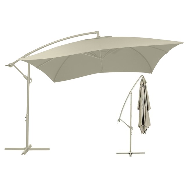 BAKAJI Κήπος Ομπρέλα 2x3 Μέτρα με Αποκεντρωμένο Κοντάρι, Άμμος, 8 Εξωτερικές Ακτίνες 02001912