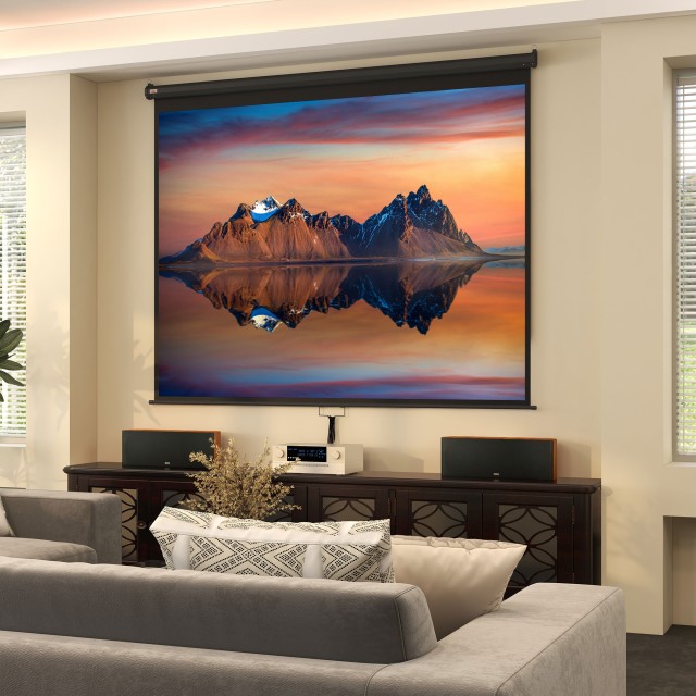 HOMCOM Οθόνη Προβολέα 120 Ρυθμιζόμενη με Στήριξη Οροφής και Τοίχου  Αναλογία 4:3  244x183cm  Λευκό και Μαύρο 001-010V01BK