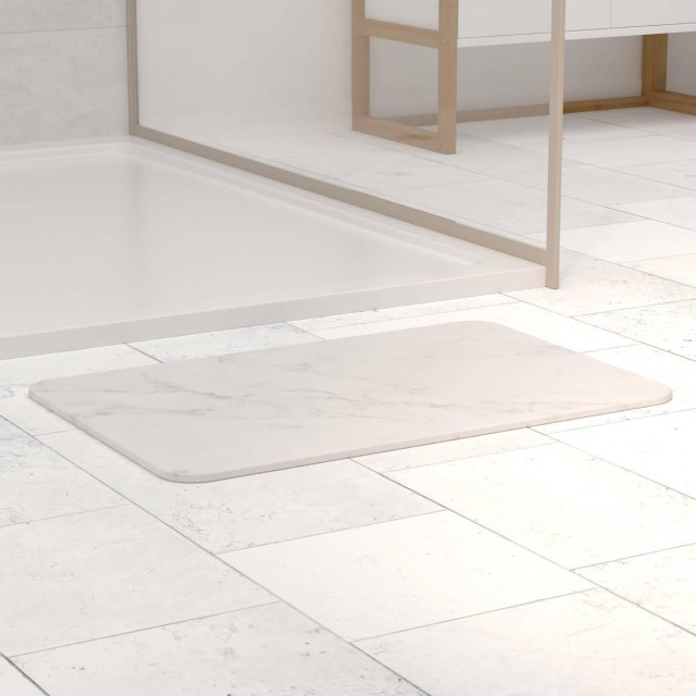 5FIVE Simply smart Πατάκι Μπάνιου Λευκό με Εφέ Μαρμάρου Γρήγορο Στέγνωμα και Αντιολισθητική Σαγρέ Επιφάνεια 174683B