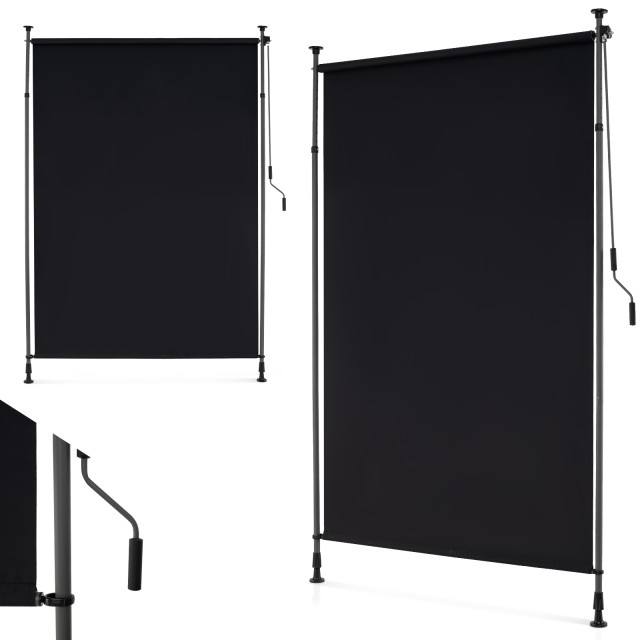 Costway Εξωτερική Κάθετη Τέντα Μπαλκονιού 200 x 220-310 εκ. Ρυθμιζόμενη Μαύρη NP12440BK