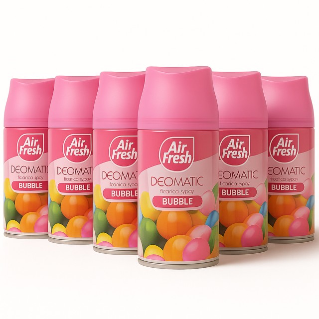 BAKAJI AIR FRESH Σετ Αυτόματου Καθαρισμού 6 x 250 ml Ανταλλακτικό Αρωματικό Σπρέι για Χώρους Bubble 02842599