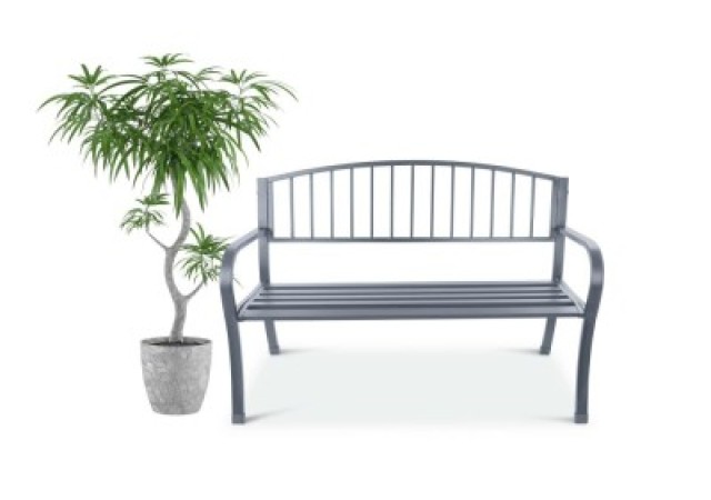 MULTISTORE Παγκάκι Κήπουμε πλάτη, μεταλλική κατασκευή σε γραφίτη, ιδανικό για βεράντα, μπαλκόνι ή πάρκο G-823