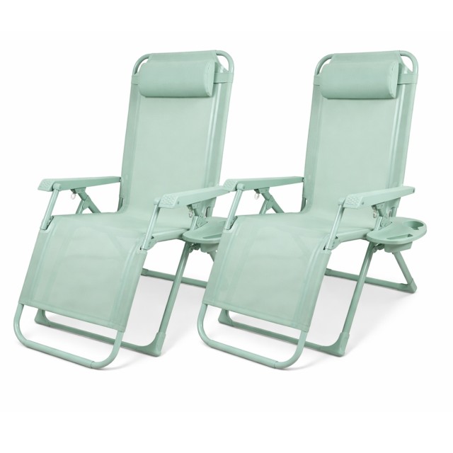 BAKAJI Σετ 2 Καρέκλες Gravity Luxor με Δίσκο Αποθήκευσης, Υποπόδιο και Μαξιλάρι σε Πράσινο Χρώμα 02001950