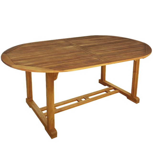 Galileo Επεκτάσιμο οβάλ τραπέζι 180- 240x100x75 cm από ξύλο ακακίας με κεντρική οπή για ομπρέλα Bali Est 2193499