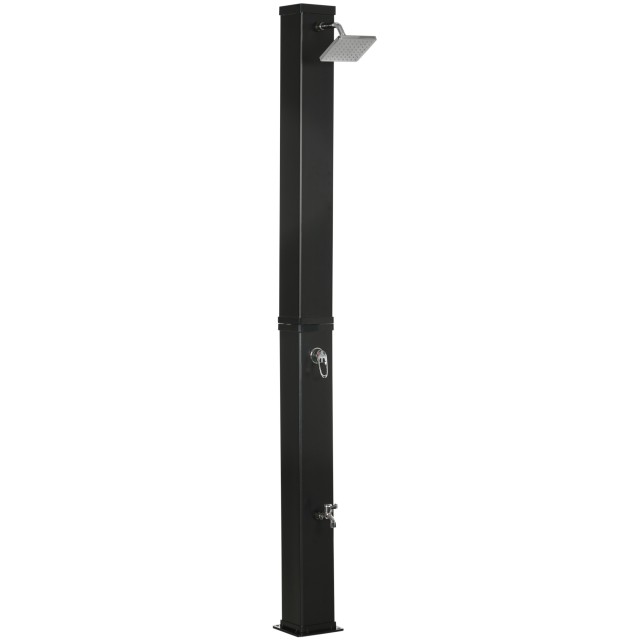 Outsunny Ηλιακό Ντους Κήπου 40L και Θερμοκρασία 60°C, Περιστρεφόμενο Ντους και Βρύση για Πόδια, Μαύρο A20-321V00BK